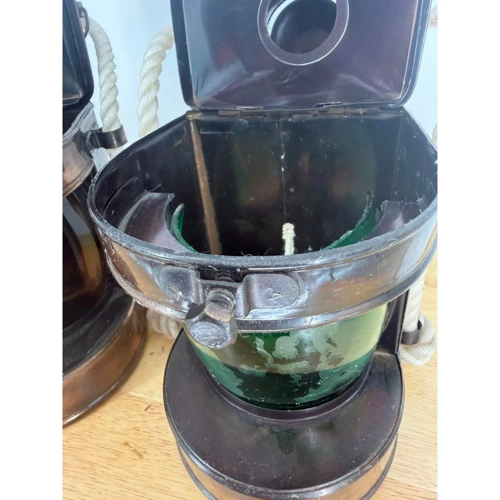 Masthead Lantern Set Copper Red Green‎ Nautical Maritime Ship Boat Decor Pirate